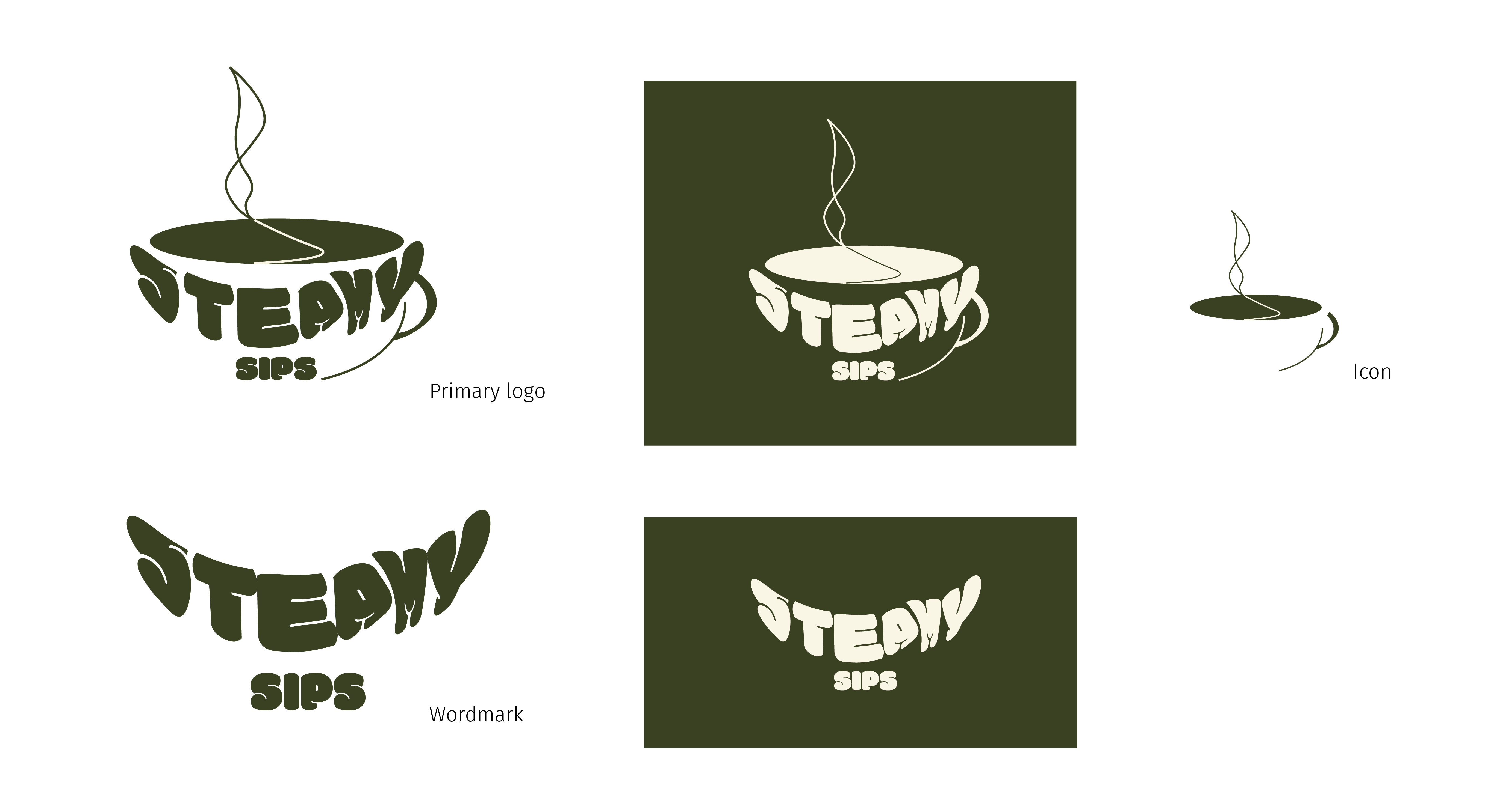 Steamy Sips logo variations
